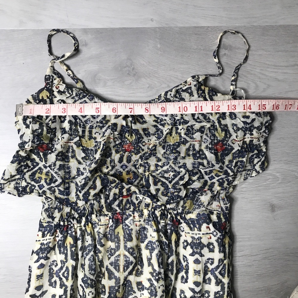 JOIE IVORY NAVY 100% SILK MAXI DRESS FLORAL RESORT WOMENS SMALL - Picture 4 of 9